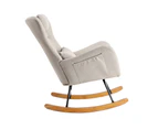 Oikiture Rocking Chair Nursing Armchair Linen Accent Chairs With 2 Pillow Beige