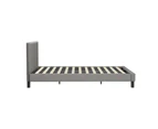 Oikiture Bed Frame King Size Mattress Base Platform Wooden Slats Grey Fabric