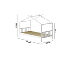 Oikiture Bed Frame Wooden Kids House Frame White TOMI