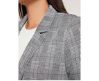 AUTOGRAPH - Plus Size - Womens Blazer -  Long Sleeve Button Front Ponte Blazer - Mono Red Check