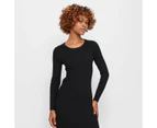 Petites Long Sleeve Rib Knit Midi Dress - Dannii Minogue - Black