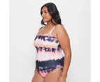 Target Strapless Tie Side Ruched One Piece Bathers - Shape Your Body - Orange