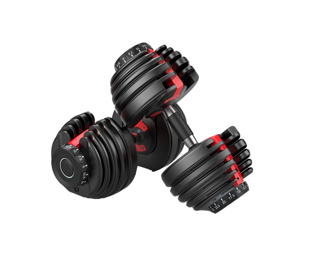 FitnessLab 48kg Adjustable Dumbbells Dumbbell Set Weight Dumbbells Plates Exercise Fitness 2x 24kg