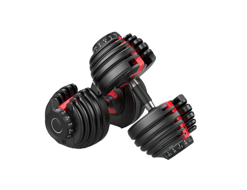 FitnessLab 48kg Adjustable Dumbbells Dumbbell Set Weight Dumbbells Plates Exercise Fitness 2x 24kg