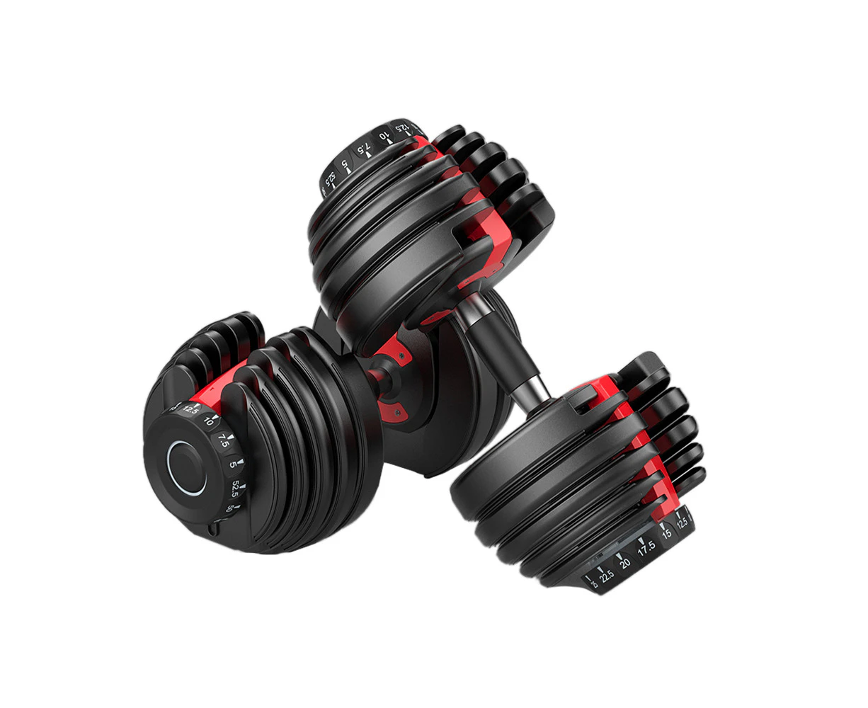 FitnessLab 48kg Adjustable Dumbbells Dumbbell Set Weight Dumbbells Plates Exercise Fitness 2x 24kg