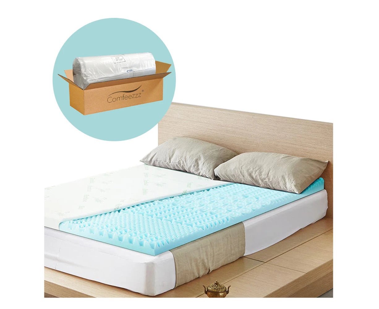 Comfeezzz Memory Foam Topper Mattress Toppers King Single Cool Gel Bamboo Cover 7-zone Pad Mat