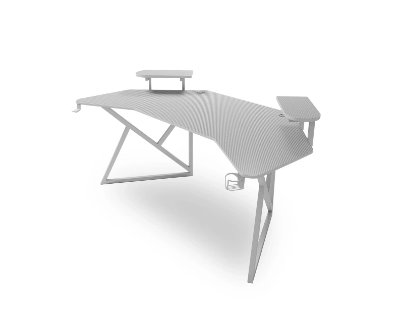 MIUZ White Gaming Desk Large Size Computer Gaming Office Desk Carbon Fiber Table