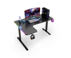 MIUZ 160cm Black RGB LED Gaming Desk Computer Home Office Writing Desk Racer Table Carbon Fiber