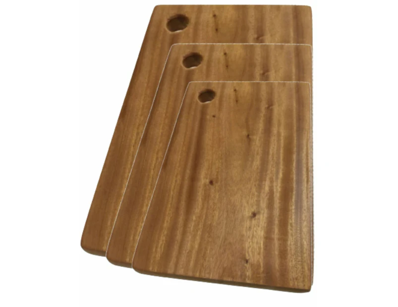 3x Hard Wood Hygienic Cutting Wooden Chopping Board Natural Kitchen Block