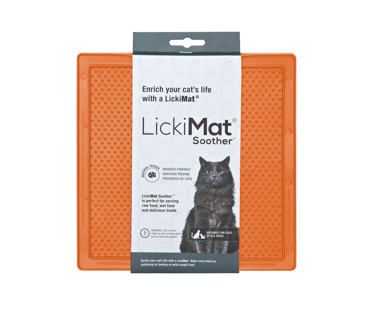 Lickimat Soother Original Slow Food Licking Mat for Cats - Pink