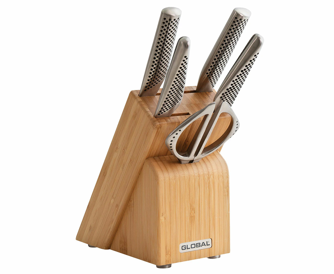 Global 6-Piece Takashi Knife Block Set - Silver/Natural