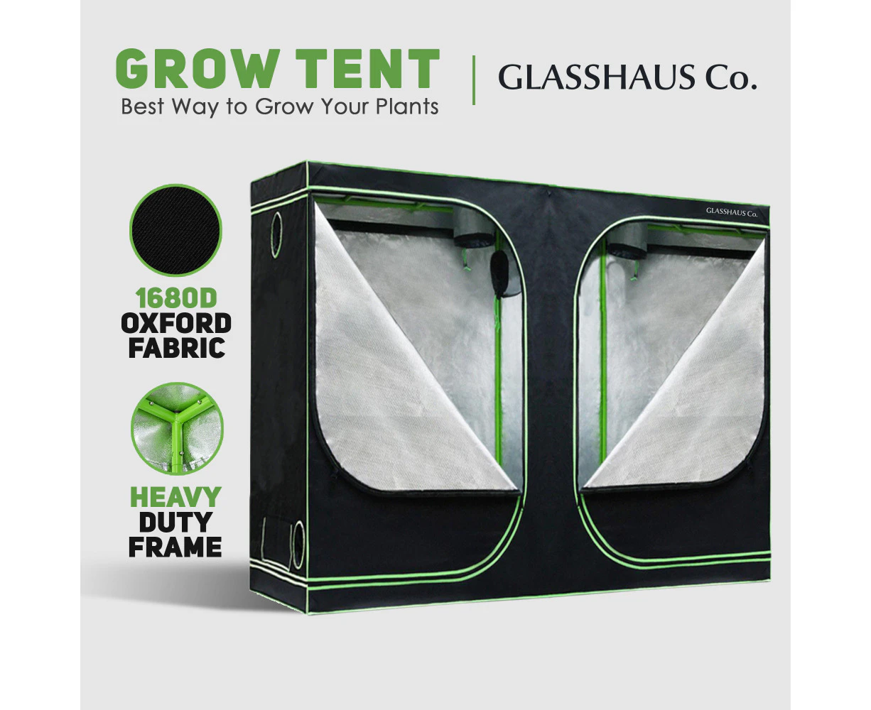 Glasshaus Grow Tent Kits Hydroponic Indoor Grow System Plant Real 1680D Oxford Size H: 240x120x200cm