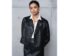 Forcast Women's Kim Cropped Pu Leather Jacket - Black