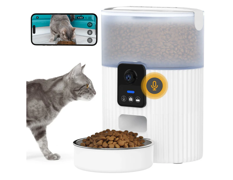 3.5L Automatic Cat Feeder with 1080P HD WiFi Night Vision Camera and 2-Way Audio, Smart Timed Pet Feeder for Dogs and Cats