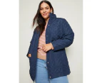 AUTOGRAPH - Plus Size -  Long Sleeve Quilted Puffer Jacket - Navy