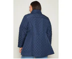 AUTOGRAPH - Plus Size -  Long Sleeve Quilted Puffer Jacket - Navy