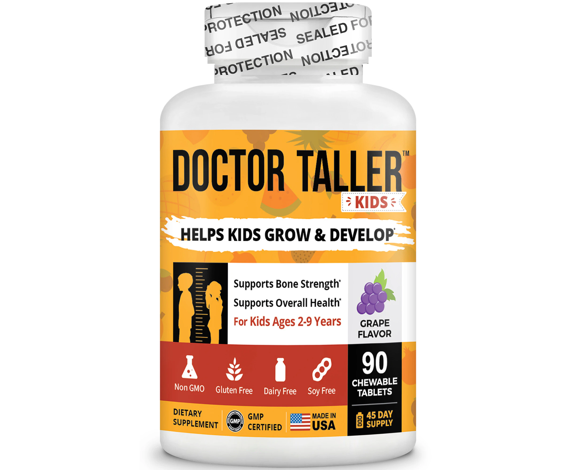 Doctor Taller Kids, Multivitamins for Ages 2+, Grape Flavor, 90 Vegan Chewable Tab