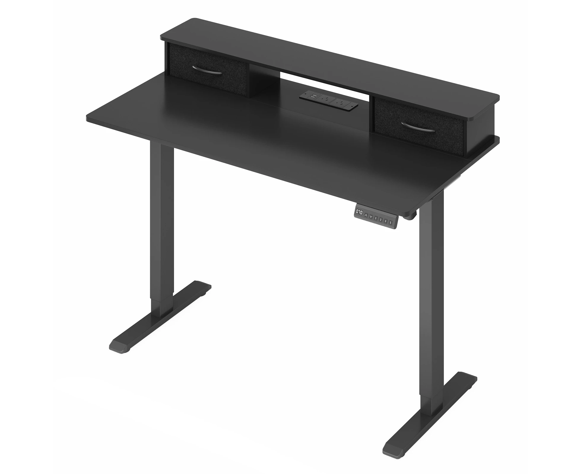 Advwin Electric Standing Desk Adjustable Height Sit Stand up Desk with Monitor Stand and Fabric Drawers