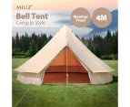 MIUZ 4M 4-Season Bell Tent Camping Waterproof Canvas Glamping Yurt Teepee Commercial Grade Tents