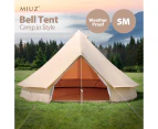 MIUZ 5M 4-Season Bell Tent Waterproof Canvas Glamping Yurt Teepee Commercial Grade Tents