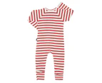 Bonds Baby Wide Needle Rib Zippy Suit - Parisian Red/Macadamia