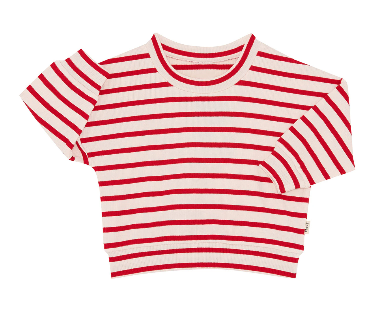 Bonds Baby Wide Needle Rib Pullover Sweatshirt - Parisian Red/Macadamia