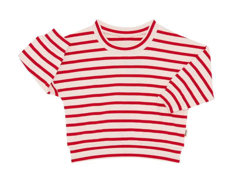 Bonds Baby Wide Needle Rib Pullover Sweatshirt - Parisian Red/Macadamia