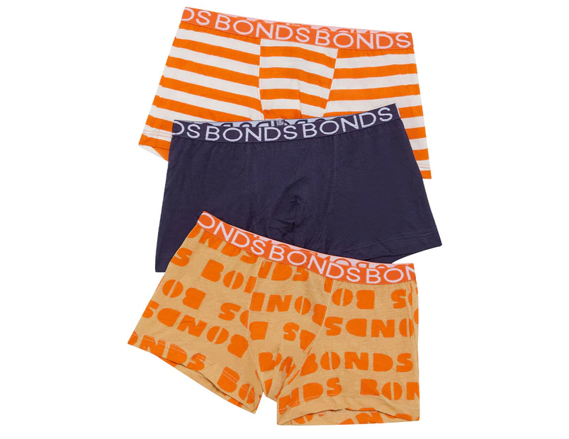 Bonds Boys' Kids'/Youth Trunks 3-Pack - Navy/Orange