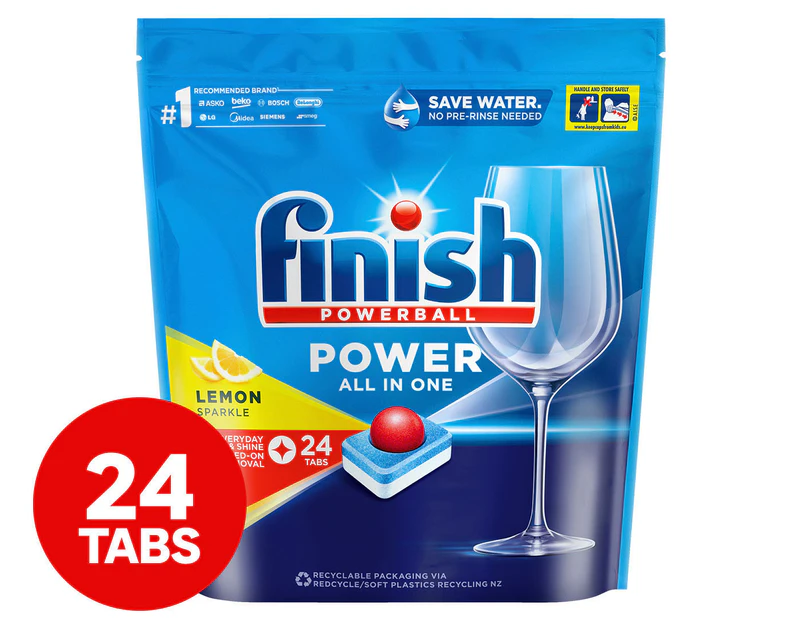 Finish Powerball Power All In One Dishwashing Tablets Lemon Sparkle 24pk