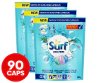 3 x 30pk Surf Aqua Fresh Laundry Capsules 390g