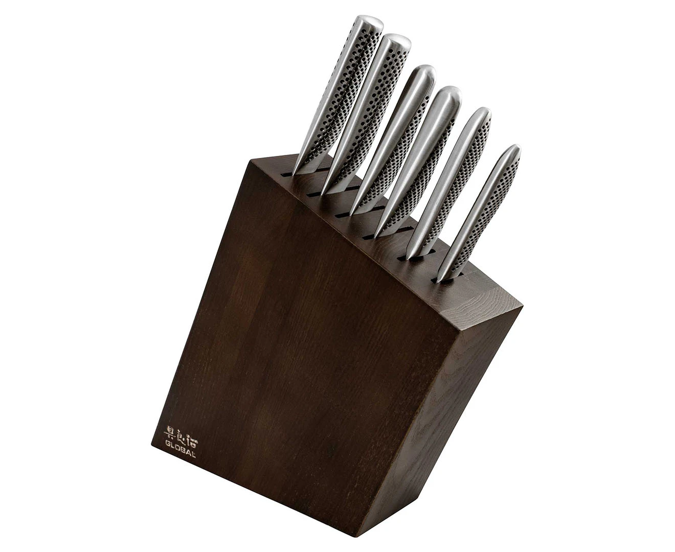 Global Kyoto 7-Piece Knife Block Set - Stained Ash