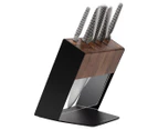 Global 6-Piece Katana Knife Block Set - Silver/Walnut/Black/Clear