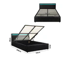 Oikiture Bed Frame RGB LED Queen Size Gas Lift Storage Base Black