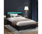 Oikiture Bed Frame RGB LED King Single Gas Lift Storage Base Black