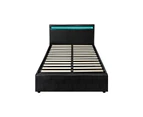 Oikiture Bed Frame RGB LED King Single Gas Lift Storage Base Black