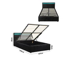 Oikiture Bed Frame RGB LED King Single Gas Lift Storage Base Black