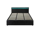 Oikiture Bed Frame RGB LED King Size Gas Lift Storage Base Black