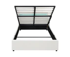 Oikiture Bed Frame Queen Size RGB LED Gas Lift Storage Base White