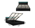 Oikiture Bed Frame RGB LED King Size Gas Lift Storage Base Black