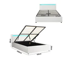 Oikiture Bed Frame Queen Size RGB LED Gas Lift Storage Base White