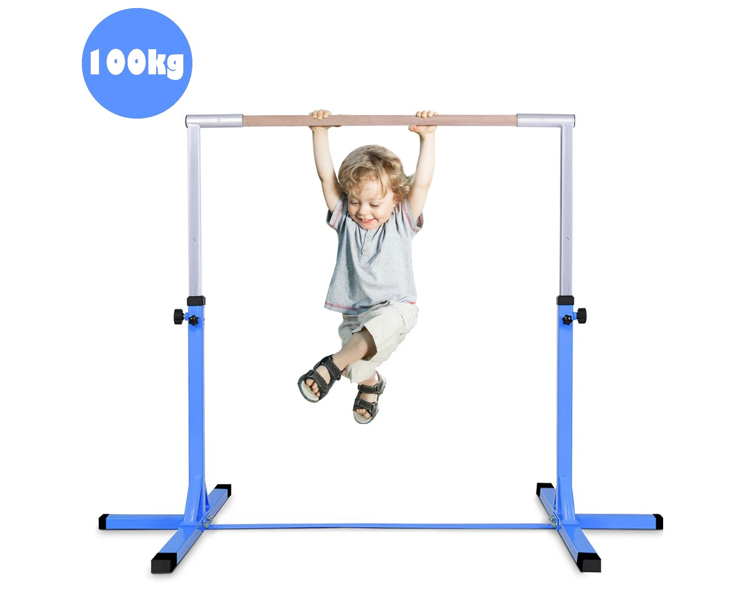 Costway Gymnastics Bar Junior Training Bar Horizontal Kip Bar Sports Adjustable Height Home Gym Equipment, Blue