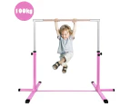 Costway Gymnastics Bar Kids Junior Training Bar Horizontal Kip Bar Sports Adjustable Height Home Gym Equipment, Pink