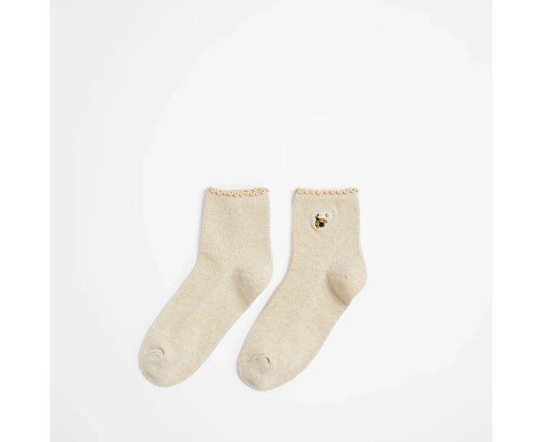 Frill Quarter Crew Cut Socks - AC-Lab - Neutral