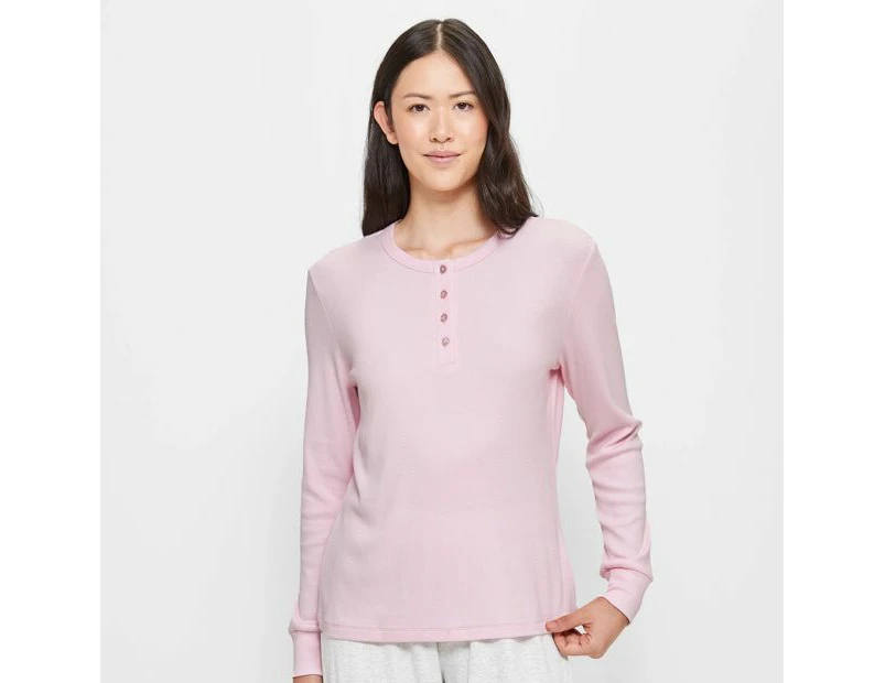 Target Long Sleeve Henley Sleep Top - Pink