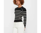 Petites Stripe Button Jumper - Dannii Minogue - Black