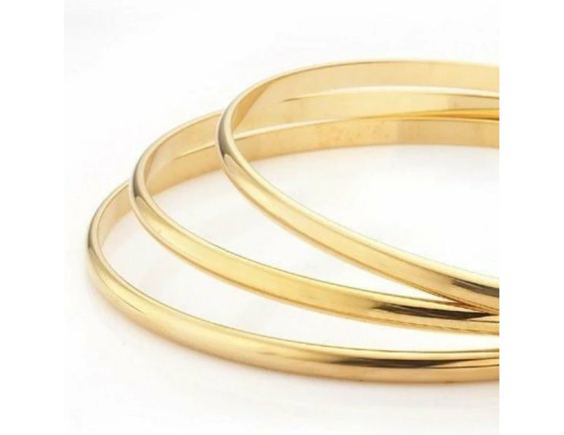 18ct Heavy Yellow Gold Plated Plain 3mm Triple Bangle Set -C104-YYY