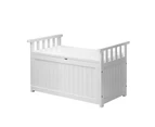 Livsip Outdoor Storage Box Wooden Garden Bench Chest Tool Container L White