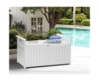 Livsip Outdoor Storage Box Wooden Garden Bench Chest Tool Container L White