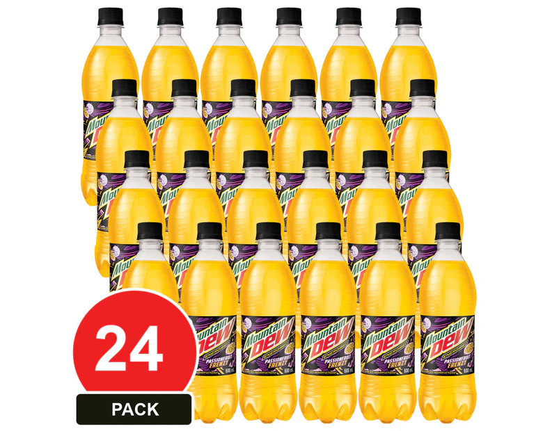 24 Pack, Schweppes 600ml Mountain Dew Energize Passionfruit Frenzy