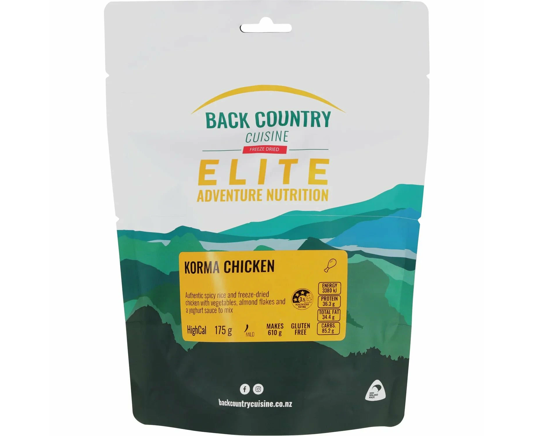 Back Country Cuisine Elite Freeze Dried Meal Korma Chicken 175g